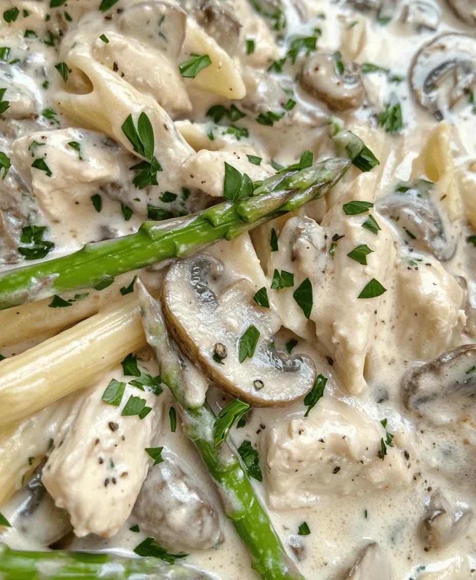 If you’re in search of a dish that combines comfort and sophistication, look no further than Creamy Mushroom & Asparagus Chicken Penne. This delightful pasta dish is a celebration of flavors and textures, capturing the essence of a comforting meal while remaining elegant enough for special occasions. The creamy sauce envelops tender chicken and vibrant asparagus, balanced by the earthiness of mushrooms, making every bite a symphony of taste.
