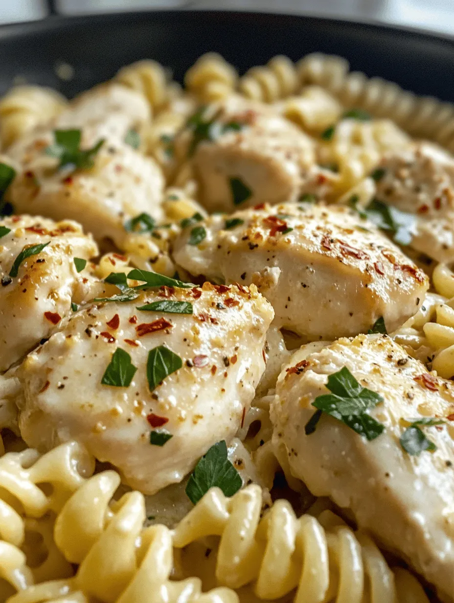 If you're on the lookout for a dish that combines comfort with gourmet flair, look no further than Creamy Garlic Butter Chicken & Rotini in Parmesan Sauce. This delightful recipe marries tender chicken breast with perfectly cooked rotini pasta, all enveloped in a luscious sauce that’s rich, creamy, and bursting with flavor. The combination of garlic, butter, and Parmesan cheese creates a symphony of tastes that will tantalize your palate and have everyone at the table asking for seconds.