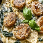 Chicken sausage is the star of this dish, bringing a range of flavors and textures that elevate the entire meal. Unlike traditional pork sausage, chicken sausage is a leaner option that retains a rich, savory taste without overwhelming the palate. Its versatility allows it to blend seamlessly with various ingredients, making it a fantastic option for this creamy orzo skillet.