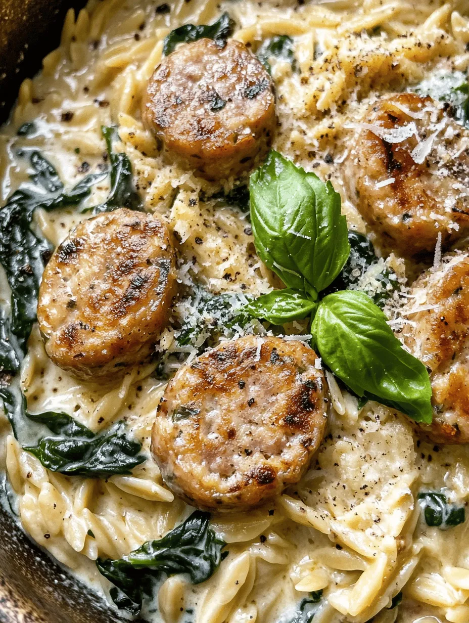 Chicken sausage is the star of this dish, bringing a range of flavors and textures that elevate the entire meal. Unlike traditional pork sausage, chicken sausage is a leaner option that retains a rich, savory taste without overwhelming the palate. Its versatility allows it to blend seamlessly with various ingredients, making it a fantastic option for this creamy orzo skillet.