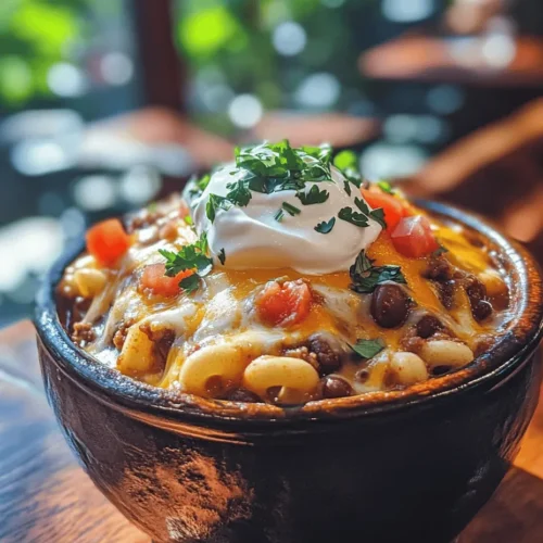 Cheesy Chili Mac Delight is the epitome of comfort food, combining the heartiness of chili with the creamy decadence of macaroni and cheese. As the weather cools down or when you simply crave a warm, satisfying meal, this dish promises to deliver not only warmth but also a burst of flavors that will leave you wanting more. Its blend of gooey cheese, spicy chili, and tender macaroni creates a dish that is both filling and delightful, making it a perfect option for family dinners or casual gatherings.