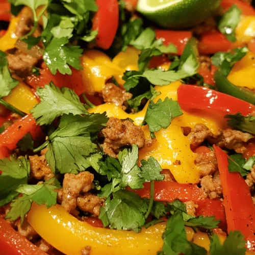 Welcome to the vibrant world of Spicy Turkey & Pepper Fiesta, a dish that brings together a symphony of flavors while prioritizing health and nutrition. This delightful recipe is not only packed with punchy spices and fresh ingredients but also offers a wholesome alternative to traditional meat dishes, thanks to the use of lean ground turkey. Whether you're looking to create a quick weeknight dinner or a crowd-pleasing dish for your next gathering, this recipe is perfect for any occasion.