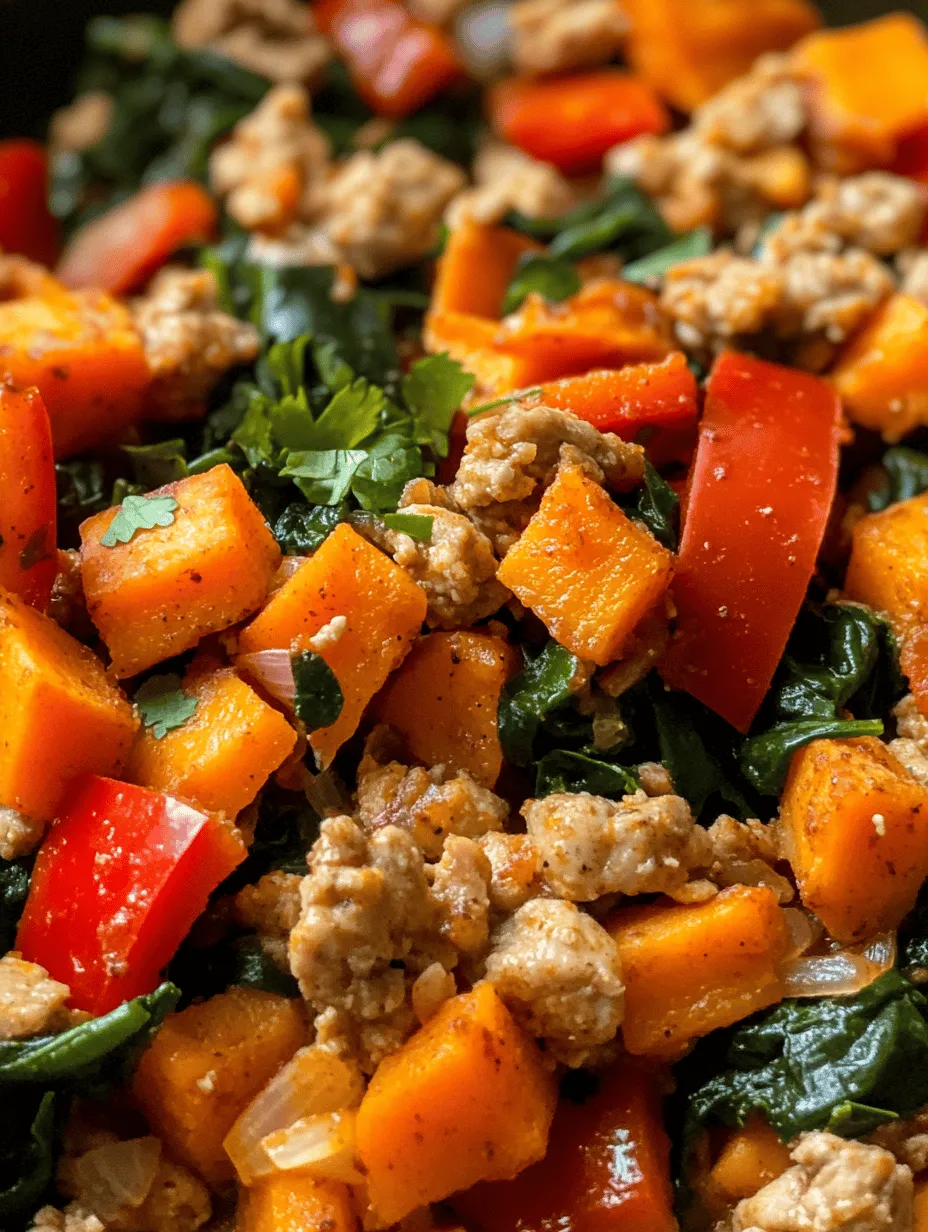 The Ground Turkey Sweet Potato Skillet stands out for its simplicity and versatility. With just a handful of ingredients and minimal cooking time, you can whip up a meal that satisfies hunger and nourishes the body. Ground turkey serves as a fantastic lean protein alternative to beef or pork, making it a go-to ingredient for health-conscious cooks. Sweet potatoes add a delightful sweetness while also contributing essential vitamins, minerals, and fiber. Together, they create a dish that not only fills you up but also fuels your body with the nutrients it needs.