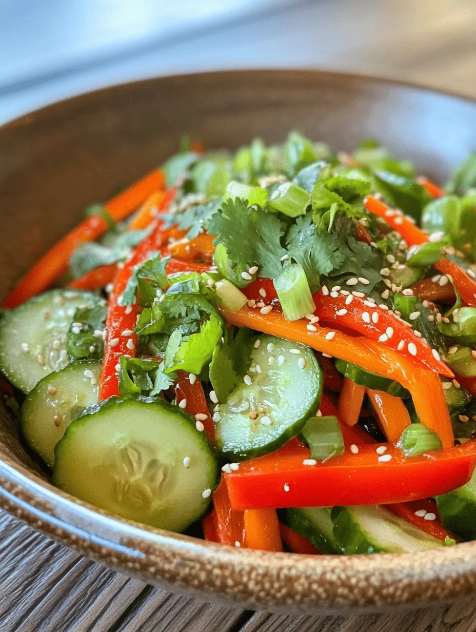 Cucumber salads are a staple in many Asian cuisines, celebrated for their refreshing taste and crisp texture that perfectly complement a variety of dishes. Whether served as a side dish at a summer barbecue or as part of a larger meal, these salads are beloved for their ability to add a bright, crunchy contrast to richer foods. The Crunchy & Zesty Asian Cucumber Salad takes this tradition to new heights with a delightful blend of fresh ingredients and vibrant flavors.