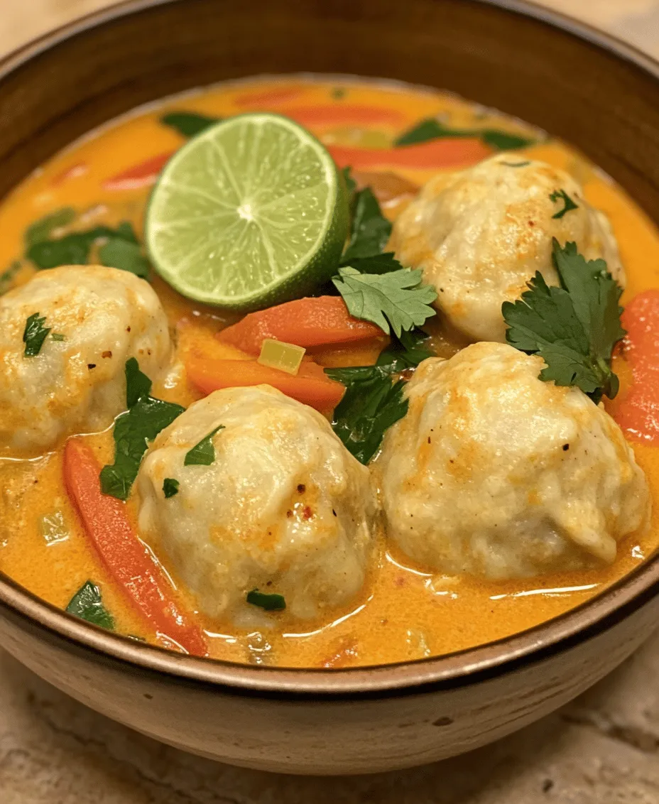 In the world of culinary delights, few dishes can compete with the heartwarming appeal of a steaming bowl of dumpling soup. Among these, <strong>Curry Delight Dumpling Soup</strong> stands out as a comforting and flavorful option that is perfect for any meal—be it a cozy family dinner or a festive gathering. This dish beautifully marries the traditional warmth of dumplings with the exotic and aromatic notes of curry, resulting in a unique culinary experience that tantalizes the taste buds.” /></p>
</p>
<h3>Preparing the Filling</h3>
</p>
<p>To make the Curry Delight Dumpling Soup truly memorable, the filling is critical. Start by choosing a protein that appeals to you—ground chicken, pork, or even tofu for a vegetarian option. The flavor of the filling will be enhanced by a careful sautéing of aromatics.</p>
</p>
<h4>Sautéing Aromatics: How to Achieve the Perfect Caramelization</h4>
</p>
<p>Begin with a tablespoon of oil in a pan over medium heat. Add finely chopped onions, garlic, and ginger, allowing the mixture to sauté until the onions become translucent and start to caramelize, which usually takes about 5 to 7 minutes. The goal is to achieve that golden color, as this will impart a rich flavor to your dumpling filling. Stir frequently to avoid burning, and ensure that the aromatics are well incorporated.</p>
</p>
<h4>Cooking the Protein: Ensuring Even Cooking and Flavor Absorption</h4>
</p>
<p>Once the aromatics are perfectly caramelized, it’s time to add your protein. If you’re using meat, ensure it’s broken up into small, even pieces as you add it to the pan. Cook the protein until it is no longer pink, which typically takes about 7 to 10 minutes. For tofu, ensure it’s crumbled and sautéed until it develops a slight golden crust. This method allows the protein to absorb the flavors of the aromatics while ensuring even cooking. Season the filling with a pinch of salt, pepper, and a dash of soy sauce or fish sauce to enhance the umami flavor.</p>
</p>
<h3>Forming the Dumplings</h3>
</p>
<p>Now that your filling is ready, it’s time to shape the dumplings. This is an essential part of the process and can be quite fun.</p>
</p>
<h4>Rolling and Cutting the Dough: Techniques for Uniform Dumpling Sizes</h4>
</p>
<p>If you are making your own dumpling dough, roll it out on a floured surface to about 1/8 inch thickness. Then, use a round cutter or a glass with a diameter of about 3 inches to cut out uniform circles. If you prefer store-bought dumpling wrappers, you can skip this step and proceed directly to filling.</p>
</p>
<h4>Filling and Sealing: Tips for Avoiding Air Pockets and Ensuring a Tight Seal</h4>
</p>
<p>Place a tablespoon of filling in the center of each dough circle. To seal, moisten the edges of the dough with a little water, then fold the dough over the filling to form a half-moon shape. Press the edges together firmly to seal, ensuring there are no air pockets inside, as these can cause the dumplings to burst while cooking. You can create decorative pleats along the edge to secure the seal further and add a nice touch.</p>
</p>
<h3>Preparing the Soup</h3>
</p>
<p>With your dumplings ready, it’s time to prepare the soup base, where the magic of flavors will truly meld together.</p>
</p>
<h4>Combining Ingredients: The Order of Addition for Optimal Flavor Melding</h4>
</p>
<p>Start by heating a large pot over medium heat and adding a tablespoon of oil. Sauté additional aromatics, such as chopped onions and garlic, until fragrant. Follow this with your choice of broth—chicken, vegetable, or a combination—and bring it to a simmer. Add spices such as curry powder, turmeric, or cumin to build depth in flavor. The order in which you add these ingredients is crucial; starting with the aromatics establishes a flavor foundation.</p>
</p>
<h4>Cooking Vegetables: Achieving the Right Tenderness Without Losing Texture</h4>
</p>
<p>Once the broth is simmering, add your choice of vegetables. Carrots, bell peppers, and snap peas work beautifully in this dish. Cook them for about 5 to 7 minutes, or until they are tender but still crisp. This step ensures that the vegetables maintain their vibrant color and crunch, adding both nutrition and texture to your soup.</p>
</p>
<h3>Cooking the Dumplings</h3>
</p>
<p>Now, we are ready to cook those beautifully formed dumplings.</p>
</p>
<h4>Techniques for Adding Dumplings to Soup: Preventing Sticking and Overcrowding</h4>
</p>
<p>Gently lower the dumplings into the simmering soup one by one, ensuring not to overcrowd the pot. Overcrowding can lead to sticking and uneven cooking. Depending on the size of your pot, you may need to work in batches. Allow the dumplings to cook for about 8 to 10 minutes, or until they float to the top, which is a sign they are nearly done.</p>
</p>
<h4>Recognizing Doneness: How to Tell When Dumplings Are Ready</h4>
</p>
<p>To check for doneness, you can cut one dumpling open to ensure the filling is fully cooked. The dough should be tender but not mushy, and the filling should be steaming hot. If using a meat filling, ensure the internal temperature reaches at least 165°F (74°C).</p>
</p>
<h3>Final Touches</h3>
</p>
<p>With your dumplings cooked to perfection, it’s time to add the finishing touches that will elevate your Curry Delight Dumpling Soup.</p>
</p>
<h4>Incorporating Greens and Lime Juice: Maintaining Freshness and Vibrancy in the Dish</h4>
</p>
<p>Just before serving, toss in a handful of fresh spinach or bok choy into the soup. The residual heat will wilt the greens slightly without losing their vibrant color. For a bright finish, squeeze in some fresh lime juice. This addition not only enhances the flavor but also adds a refreshing zest that balances the richness of the curry.</p>
</p>
<h3>Serving Suggestions</h3>
</p>
<p>Presentation can elevate your dish and make it visually appealing.</p>
</p>
<h4>Ideal Serving Presentation: Garnishing with Fresh Cilantro</h4>
</p>
<p>Ladle the soup into bowls, ensuring each serving has an equal amount of dumplings and vegetables. Garnish with freshly chopped cilantro for a pop of color and added flavor. A dash of chili oil or sliced green onions can also provide an attractive finishing touch.</p>
</p>
<h4>Pairing Suggestions: Complementary Sides or Beverages to Enhance the Meal</h4>
</p>
<p>This dumpling soup pairs beautifully with steamed jasmine rice or a side of crusty bread to soak up the flavorful broth. For beverages, consider a chilled herbal tea or a light, crisp lager that will complement the spices without overwhelming the palate.</p>
</p>
<h3>Nutritional Benefits of Curry Delight Dumpling Soup</h3>
</p>
<p>This dish is not only delicious but also packed with nutrients.</p>
</p>
<h4>Overview of the Health Benefits of Key Ingredients</h4>
</p>
<p>The soup is rich in protein from the dumplings and loaded with vitamins and minerals from the vegetables. Ingredients like ginger and garlic offer anti-inflammatory properties, while curry spices are known for their antioxidant benefits.</p>
</p>
<h4>Discussing the Balance of Macronutrients in the Dish</h4>
</p>
<p>Curry Delight Dumpling Soup provides a balanced meal with carbohydrates from the dumpling dough, protein from the filling, and healthy fats if you choose to sauté with oil. The vegetables add fiber, which is essential for digestive health.</p>
</p>
<h4>Potential Variations for Dietary Restrictions</h4>
</p>
<p>This recipe is versatile; for those with gluten sensitivities, substitute regular dumpling wrappers with gluten-free options. For a vegetarian or vegan version, use plant-based protein and vegetable broth.</p>
</p>
<h3>Cultural Significance of Dumpling Soups</h3>
</p>
<p>Dumpling soups are a beloved comfort food around the world, with each culture offering its unique spin.</p>
</p>
<h4>Brief Exploration of Dumpling Soups Across Various Cultures</h4>
</p>
<p>From Chinese wontons to Polish pierogi and Japanese gyoza, dumpling soups reflect the culinary heritage of their regions. They are often associated with gatherings and celebrations, symbolizing prosperity and good fortune.</p>
</p>
<h4>How This Recipe Represents a Fusion of Flavors and Techniques</h4>
</p>
<p>Curry Delight Dumpling Soup embodies a fusion of Eastern and Western flavors. The incorporation of curry spices into traditional dumplings creates a delightful harmony of taste and texture, showcasing how diverse food cultures can come together.</p>
</p>
<h3>Conclusion</h3>
</p>
<p>Curry Delight Dumpling Soup is more than just a meal; it’s an experience. The comforting warmth of the broth, the delightful chewiness of the dumplings, and the vibrant flavors come together to create a dish perfect for any occasion.</p>
</p>
<p>As you embark on making this recipe, you’ll discover the joy of cooking and the satisfaction of sharing your culinary creations with loved ones. So gather your ingredients, roll up your sleeves, and dive into the world of flavor with this delightful soup. You won’t be disappointed.</p>
<div id=