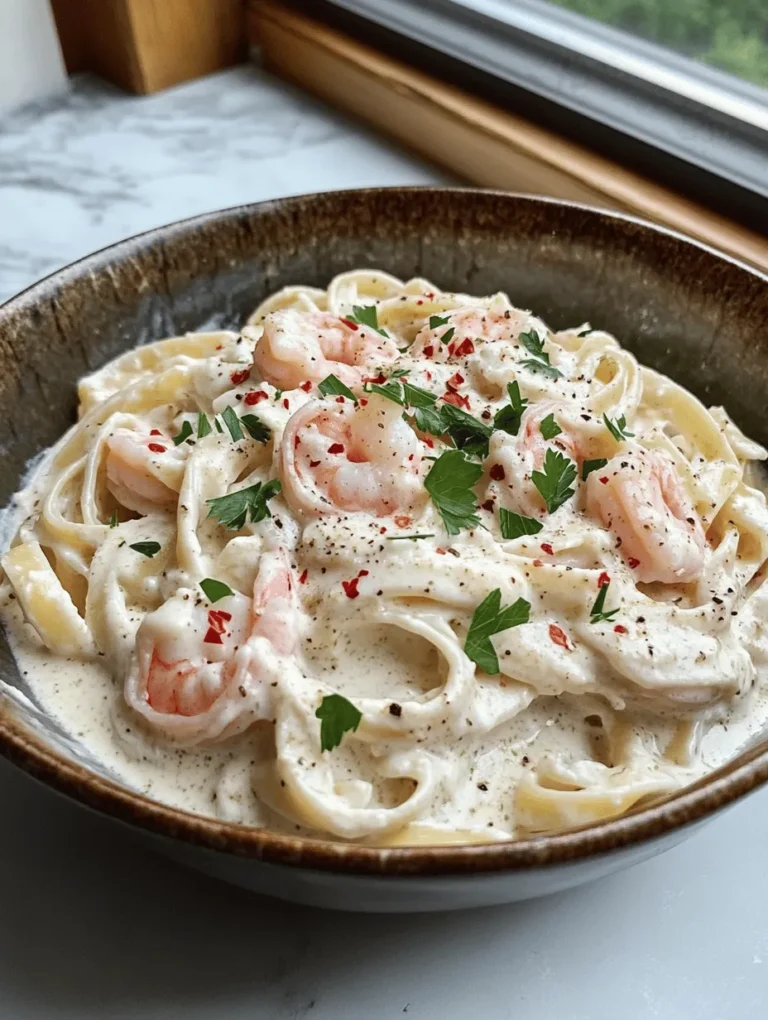 Fettuccine is a classic Italian pasta characterized by its long, flat shape, making it ideal for holding onto creamy sauces. The width of fettuccine allows for a satisfying bite and a perfect balance between the sauce and pasta. This makes it a favored choice for rich dishes like Creamy Garlic Shrimp Pasta. When cooked al dente, fettuccine provides a delightful texture that complements the tender shrimp and luscious sauce. For an authentic experience, opt for fresh fettuccine if available, as it offers a superior taste and texture compared to dried varieties.