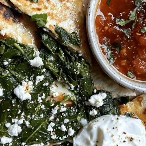 Welcome to the delightful realm of vegetarian cuisine, where flavors and nutrition come together in perfect harmony. Today, we are diving into a mouthwatering recipe for Spinach and Feta Quesadillas—a dish that offers a world of taste while nourishing your body. This delectable quesadilla showcases the vibrant green of fresh spinach, the tangy richness of feta cheese, and the gooey goodness of mozzarella, making it a satisfying choice for any meal.