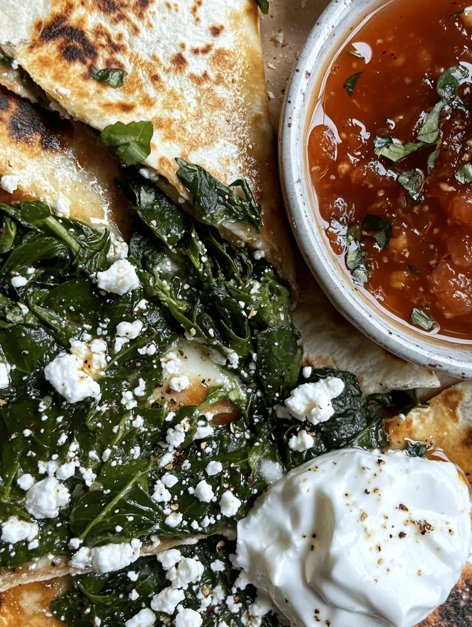 Welcome to the delightful realm of vegetarian cuisine, where flavors and nutrition come together in perfect harmony. Today, we are diving into a mouthwatering recipe for Spinach and Feta Quesadillas—a dish that offers a world of taste while nourishing your body. This delectable quesadilla showcases the vibrant green of fresh spinach, the tangy richness of feta cheese, and the gooey goodness of mozzarella, making it a satisfying choice for any meal.