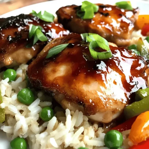 Are you on the lookout for a mouthwatering meal that balances convenience, flavor, and nutrition? Look no further than the One-Pan Honey BBQ Chicken Rice Delight! This dish is not just a treat for your taste buds; it's also an excellent option for busy weeknights when time is of the essence. Imagine tender chicken thighs coated in a luscious blend of honey and smoky BBQ sauce, served over a bed of fluffy rice, all cooked together in a single pan. It's the perfect harmony of sweet, smoky, and savory flavors that will leave your family asking for seconds.