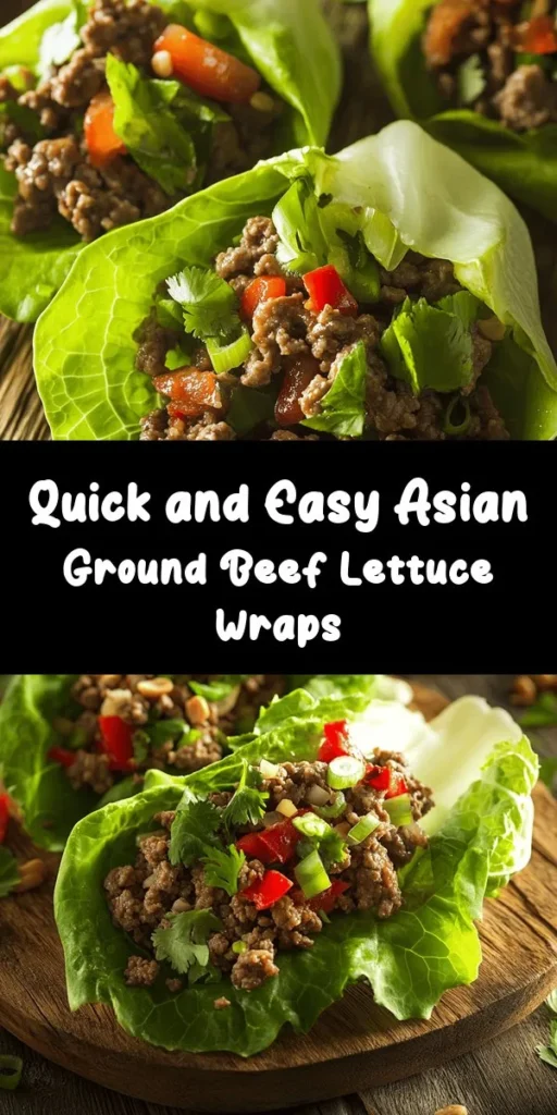 Dive into these savory Asian-style ground beef lettuce wraps for a delicious and healthy meal! With a blend of ground beef, vibrant veggies, and a tantalizing sauce, this dish is sure to impress. The delicate lettuce leaves perfectly cradle the savory filling, making them a fun and interactive treat. Ready in just 30 minutes, these wraps are great for weekdays or entertaining. Garnish with fresh cilantro and crushed peanuts for a delightful finish!