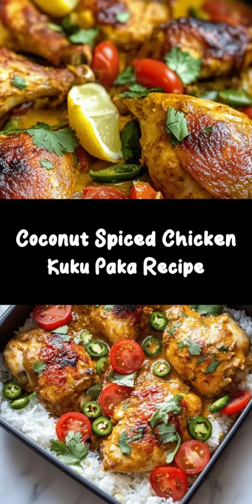 Experience a burst of flavors with this Kuku Paka, a delicious coconut spiced chicken dish that’s sure to impress! Perfectly marinated chicken simmers in rich coconut milk infused with aromatic spices, creating a mouthwatering delight. Serve it over steamed rice or with chapati for a complete meal. Quick to make and perfect for family dinners, this recipe brings a taste of tropical goodness right to your kitchen. Enjoy the comforting flavors!