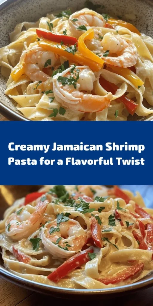 Indulge in a taste of the Caribbean with this Jamaican Shrimp Pasta! This creamy delight features succulent shrimp sautéed with garlic, onion, and vibrant bell peppers, all enveloped in a rich coconut milk and heavy cream sauce. Infused with spices and a kick from Scotch bonnet pepper, this dish is both comforting and exotic. Perfectly paired with fettuccine, it’s an easy, delicious meal that brings island flavors to your dinner table. Garnish with fresh parsley and enjoy!