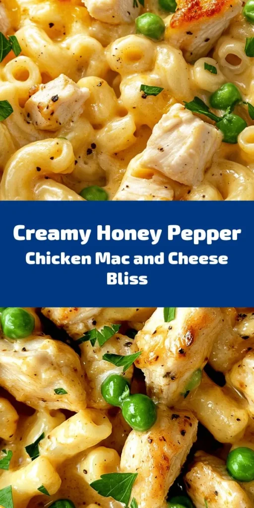 Indulge in the ultimate comfort food with this Creamy Honey Pepper Chicken Mac and Cheese Delight! This easy recipe combines tender chicken sautéed in a sweet and spicy honey sauce with creamy, cheesy elbow macaroni. Featuring sharp cheddar and Parmesan, every bite is a flavor explosion. Perfect for a weeknight dinner or a special occasion, this dish is sure to satisfy the whole family. Ready in just 30 minutes, don’t forget to garnish with fresh parsley!