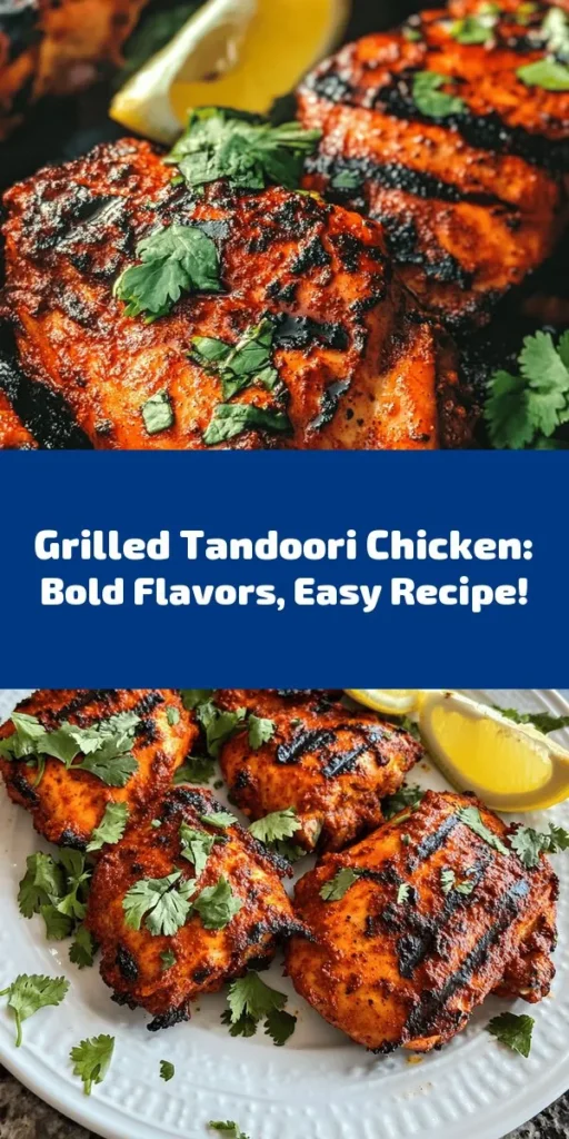 Elevate your grilling game with this delicious Spiced Delight: Grilled Tandoori Chicken recipe! Marinate tender chicken thighs in a rich blend of yogurt, spices, and zesty lemon juice for at least four hours to infuse maximum flavor. Grill to perfection and enjoy the juicy, smoky goodness. Pair it with fresh cilantro and lemon wedges for a vibrant finish. Perfect for summer barbecues or a delightful dinner any night of the week!