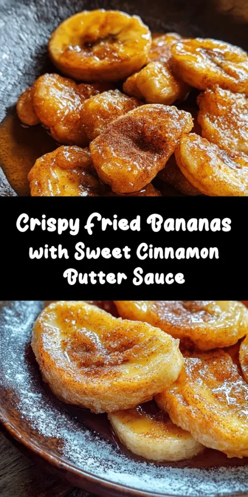 Indulge in a delicious dessert with these Fried Bananas drizzled with a warm Cinnamon Butter Sauce! This easy recipe combines ripe bananas hand-battered for the perfect crispy texture, then fried until golden. The rich, sweet cinnamon sauce adds a delightful touch to elevate this treat. Perfect for sharing or a sweet indulgence any time. With just a few simple ingredients, you’ll have a dish that’s sure to impress! Enjoy your warm, tasty bites!