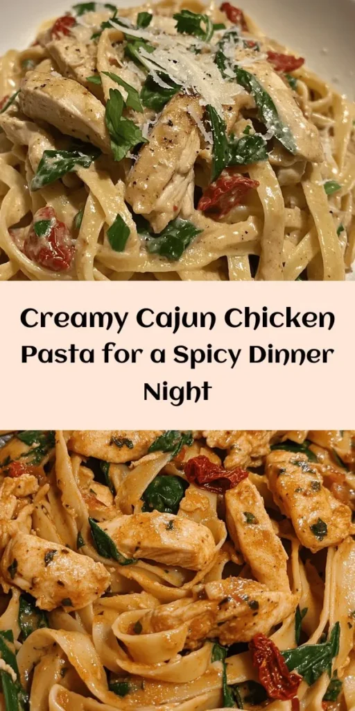 Discover the bold flavors of Spicy Delight: Creamy Cajun Chicken Pasta! This dish is a perfect blend of tender chicken, vibrant veggies, and a rich, creamy sauce that's sure to impress. With just 30 minutes of prep time, you can whip up a delicious meal featuring Cajun-seasoned chicken, sun-dried tomatoes, and fresh spinach. Garnish with parsley and extra Parmesan for a delightful finish. Perfect for a weeknight dinner or a special occasion!