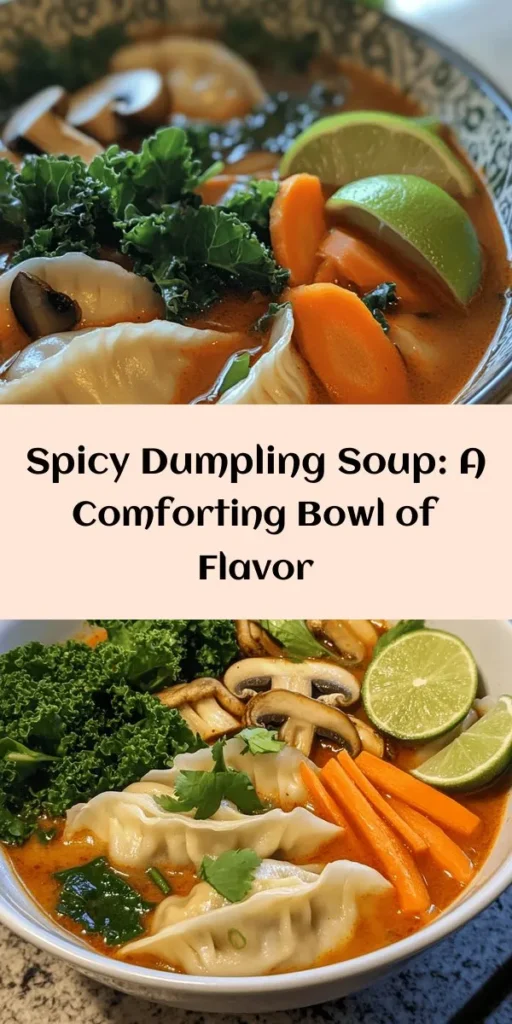 Warm up with this authentic spicy dumpling soup that brings a delightful kick! Homemade dumplings filled with ground pork, ginger, and green onions float in a flavorful broth infused with gochujang, soy sauce, and a medley of fresh vegetables like kale and mushrooms. Perfect for a cozy dinner, this recipe is both satisfying and delicious. Garnish with cilantro and a squeeze of lime for an extra burst of flavor. Your taste buds will thank you!