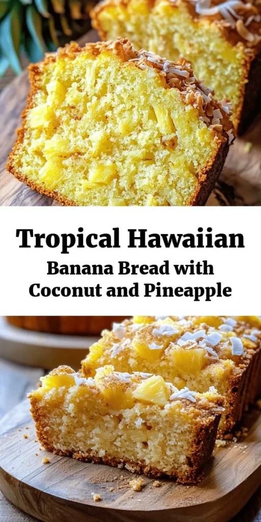 Indulge in a slice of paradise with this Hawaiian Banana Bread featuring tropical flavors of pineapple and coconut! Perfectly moist and delicious, this easy recipe combines ripe bananas, crushed pineapple, and shredded coconut for a delightful twist on classic banana bread. Ready in just over an hour, it’s great for breakfast, snacks, or dessert. Bring a taste of the tropics into your kitchen and enjoy every bite!