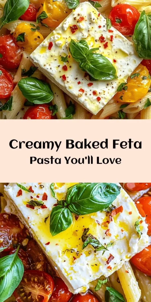 Indulge in this easy and delicious Baked Feta Pasta Delight that’s perfect for any night of the week! Start with a block of creamy feta, bursting cherry tomatoes, and aromatic garlic, all baked to perfection. Toss it together with your favorite pasta, a hint of lemon, and fresh basil for a burst of flavor. This recipe serves four and is ready in just 40 minutes. Enjoy a comforting meal that's both simple and satisfying!