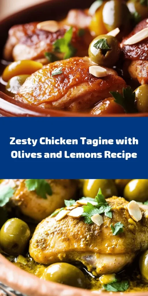 Elevate your dinner with this vibrant Zesty Chicken Tagine featuring olives and lemons! With tender chicken thighs marinated in aromatic spices like ginger, cumin, and turmeric, this dish is bursting with flavor. Simmered with green olives and sweet dried apricots, it’s a delightful fusion of savory and sweet. Serve it over fluffy couscous or with crusty bread for the perfect meal. Get ready to impress your family and friends!