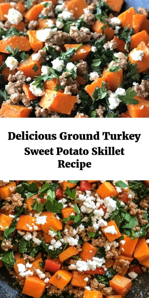 Try this delicious and healthy Ground Turkey Sweet Potato Skillet for a quick weeknight dinner! Packed with flavorful ground turkey, sweet potatoes, colorful bell peppers, and fresh spinach, this one-pan meal is both nutritious and satisfying. With just a few simple steps, you can whip up a hearty dish that the whole family will love. Finish with crumbled feta for a tasty twist. Perfect for meal prep too!