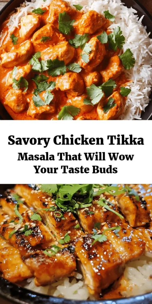 Discover the rich flavors of Aromatic Chicken Tikka Masala, a delightful dish that's perfect for any occasion! With tender marinated chicken thighs grilled to perfection and enveloped in a creamy, spiced tomato sauce, this recipe is a crowd-pleaser. Serve it over fragrant basmati rice and garnish with fresh cilantro for a touch of color. Ideal for family dinners or special gatherings, this dish is sure to impress. Enjoy the magic of Indian cuisine at home!