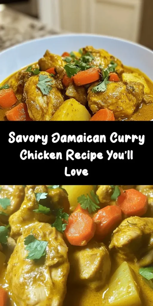 Discover the vibrant flavors of Jamaica with this Authentic Jamaican Curry Chicken recipe! Tender chicken simmered in a rich, spicy curry, enhanced by aromatic spices and fresh vegetables, creates a comforting dish that’s sure to impress. Perfect for sharing with family and friends, it pairs beautifully with steamed rice or roti. Get ready to enjoy a culinary journey to the Caribbean right from your kitchen! Don't forget to garnish with fresh cilantro and scallions for that final touch!