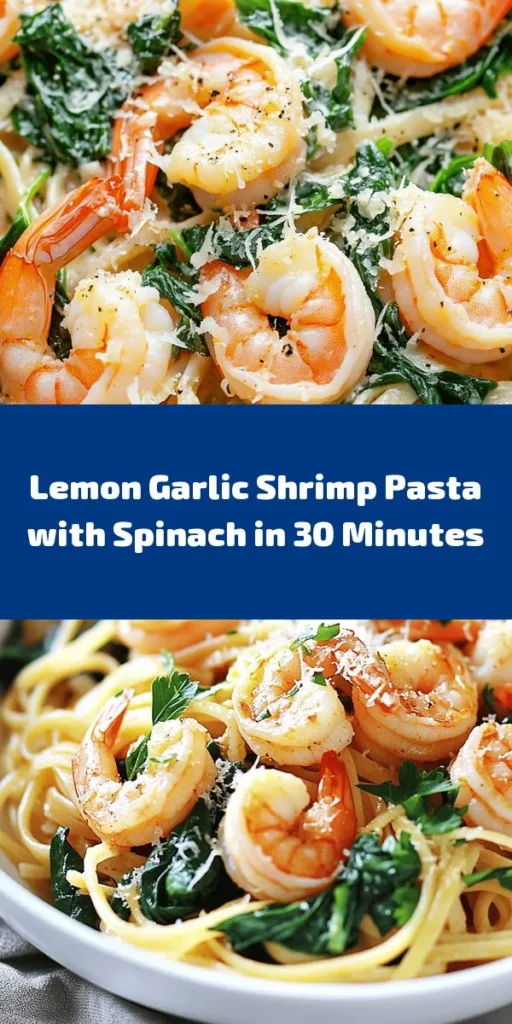 Get ready to impress with this Zesty Lemon Garlic Shrimp Pasta with Spinach! A delightful dish that's quick and easy, ready in just 30 minutes. With fresh shrimp, vibrant spinach, and a zesty lemon-garlic sauce, this pasta will tantalize your taste buds. Perfect for a weeknight dinner or a special occasion, it’s deliciously topped with Parmesan and parsley. Dive into this flavorful recipe that serves 4 and elevates your pasta game!