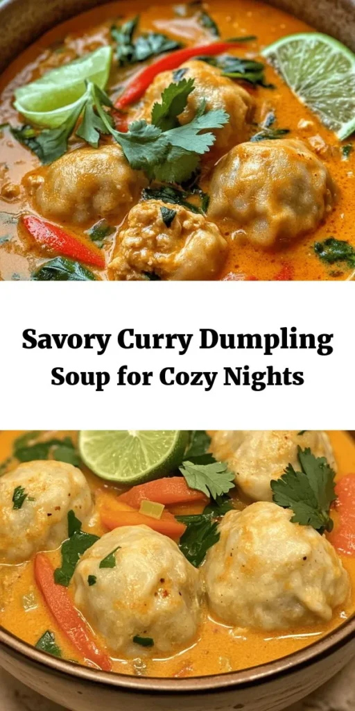Warm up with a bowl of Curry Delight Dumpling Soup! This comforting dish features homemade dumplings filled with savory ground chicken and aromatic spices, all simmered in a rich coconut broth with fresh veggies. Perfect for a cozy dinner, this recipe is easy to follow and packed with flavor. Whether it’s a chilly night or you’re just craving something hearty, this soup is sure to become a family favorite. Give it a try and savor every bite!