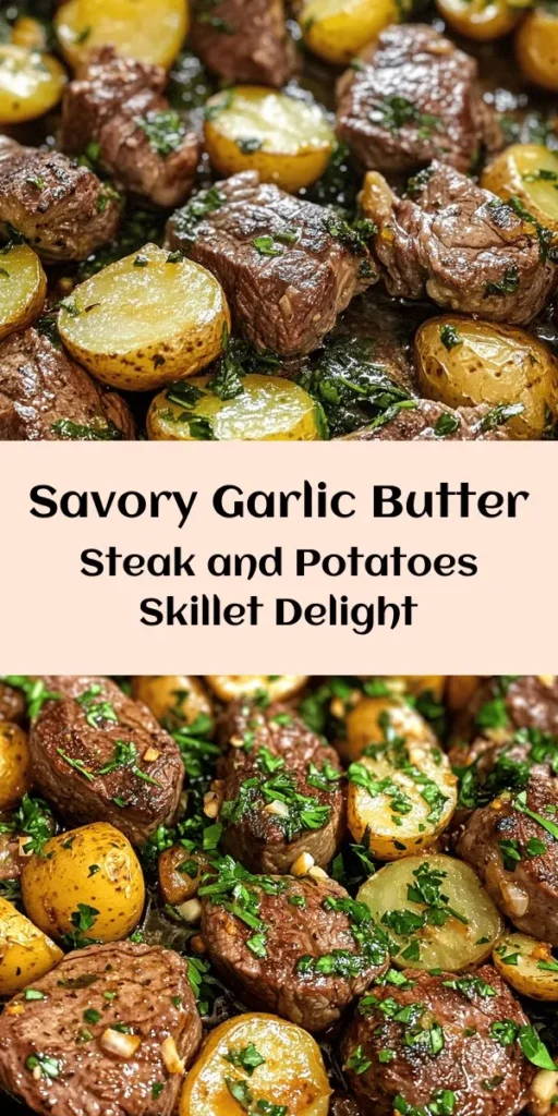 Indulge in this mouthwatering Garlic Butter Steak and Potatoes Skillet that combines tender steak and golden baby potatoes in a rich garlic butter sauce. Perfect for a quick weeknight dinner, this dish is ready in just 30 minutes! Seasoned with fresh herbs like rosemary and thyme, it's both flavorful and satisfying. Garnish with fresh parsley for that extra touch! Your family will love this hearty meal that’s easy to make and even easier to enjoy!