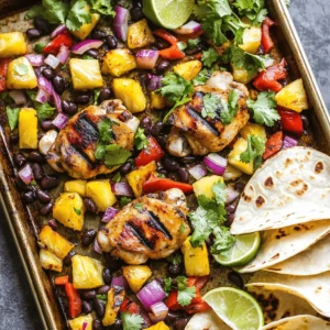 To create the Sweet & Spicy Sheet Pan Chicken Taco Fiesta, you need to gather a few key ingredients that contribute to the dish's unique flavor profile and nutritional value: