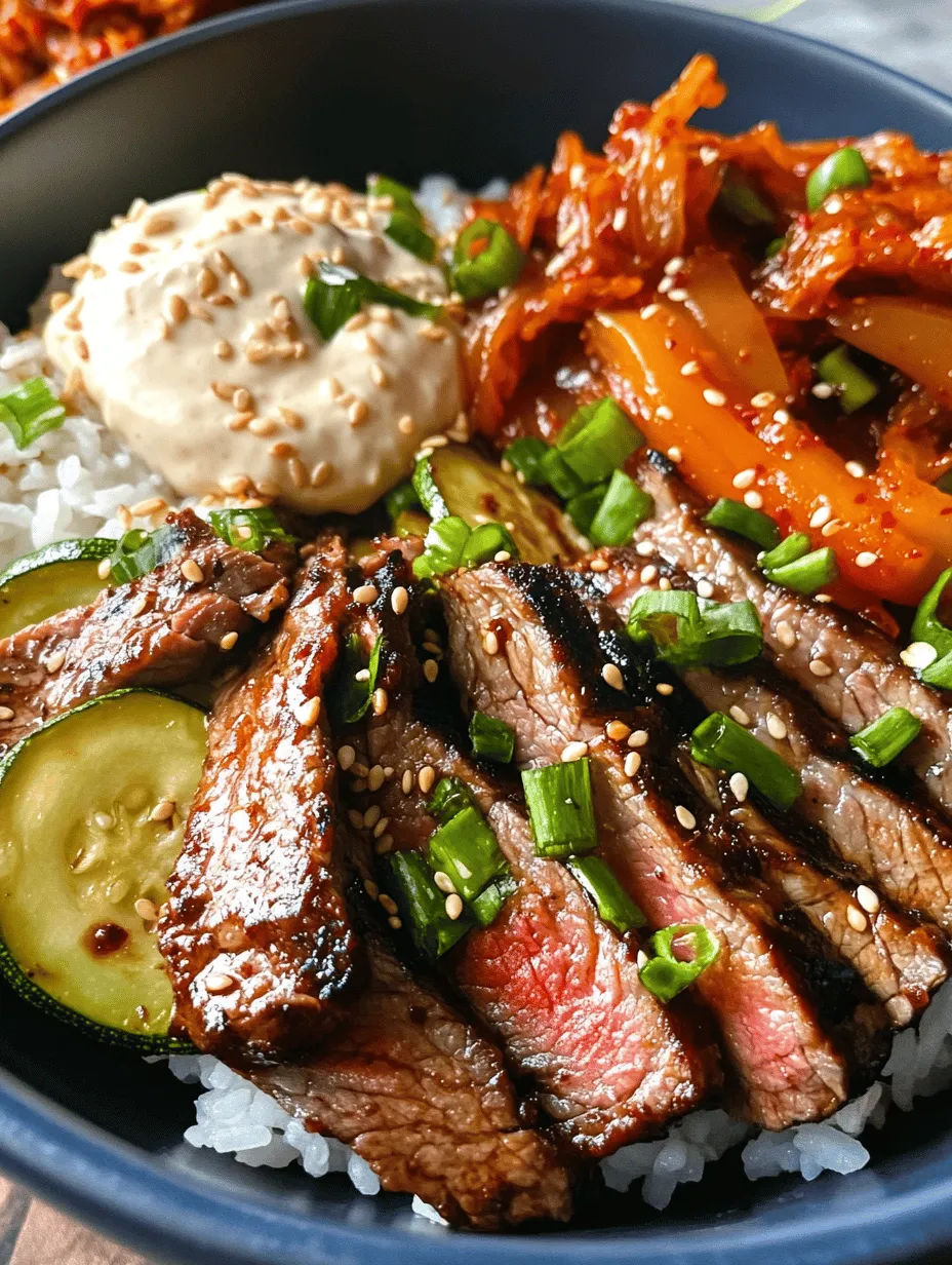 Korean BBQ has taken the culinary world by storm, celebrated for its interactive dining experience and robust flavors. This style of cooking allows diners to grill their meats, creating an enjoyable atmosphere that brings friends and family together. One dish that embodies the essence of this beloved cuisine is the Sizzling Korean BBQ Steak Rice Bowl with Spicy Cream Sauce. This dish harmoniously combines savory, tender steak, aromatic sauces, and fresh, colorful vegetables, making it a feast for both the eyes and the palate.