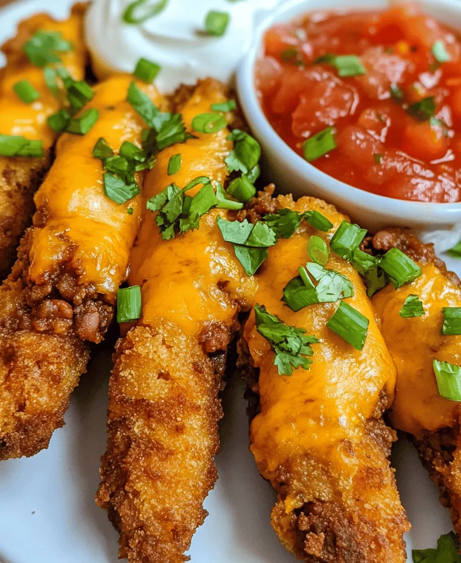 If you're looking to elevate your snack game or impress guests at your next gathering, look no further than Cheesy Taco Sticks. This delightful dish combines the classic flavors of a taco with the fun, hand-held convenience of a stick. Perfect for families and casual parties alike, these taco sticks are sure to be a hit with both kids and adults. With their golden, crispy crust and a savory filling bursting with flavors, Cheesy Taco Sticks offer a unique twist on the traditional taco experience.