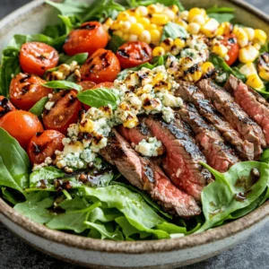 If you're looking for a salad that combines bold flavors with nutritious ingredients, the Balsamic Steak Gorgonzola Salad with Grilled Corn is the perfect choice. This dish is not just a salad; it's a well-balanced meal brimming with protein, healthy fats, and a variety of vitamins. The savory grilled flank steak pairs beautifully with the tangy Gorgonzola cheese, while the fresh salad greens and sweet grilled corn add layers of flavor and texture that elevate this dish to new heights.