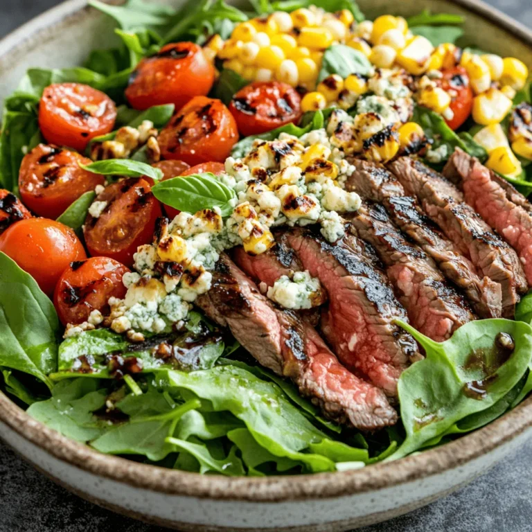 If you're looking for a salad that combines bold flavors with nutritious ingredients, the Balsamic Steak Gorgonzola Salad with Grilled Corn is the perfect choice. This dish is not just a salad; it's a well-balanced meal brimming with protein, healthy fats, and a variety of vitamins. The savory grilled flank steak pairs beautifully with the tangy Gorgonzola cheese, while the fresh salad greens and sweet grilled corn add layers of flavor and texture that elevate this dish to new heights.