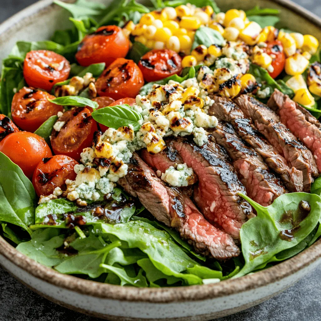 If you're looking for a salad that combines bold flavors with nutritious ingredients, the Balsamic Steak Gorgonzola Salad with Grilled Corn is the perfect choice. This dish is not just a salad; it's a well-balanced meal brimming with protein, healthy fats, and a variety of vitamins. The savory grilled flank steak pairs beautifully with the tangy Gorgonzola cheese, while the fresh salad greens and sweet grilled corn add layers of flavor and texture that elevate this dish to new heights.