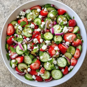 In the warm embrace of summer, there's nothing quite as delightful as a refreshing salad that celebrates the season's bounty. The Refreshing Cucumber Strawberry Salad brings together the juicy sweetness of strawberries and the crispness of cucumbers, creating a dish that is not only visually appealing but also a feast for the taste buds. With its vibrant colors and balanced flavors, this salad captures the essence of summer in every bite. Perfect for gatherings, picnics, or simple weeknight dinners, this dish is a quick and healthy option that requires minimal preparation.