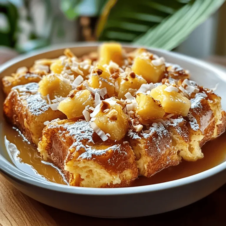 Are you ready to elevate your breakfast game with a dish that embodies the essence of the tropics? Introducing the Tropical Delight: Sweet Hawaiian Roll French Toast Bake! This delightful recipe combines the rich, comforting texture of classic French toast with the sweet and fruity notes of Hawaiian ingredients, creating a breakfast experience that transports you to a sun-soaked paradise. Whether you’re planning a weekend brunch, a holiday gathering, or simply craving something special for breakfast, this French toast bake promises to bring joy and satisfaction to your morning routine.