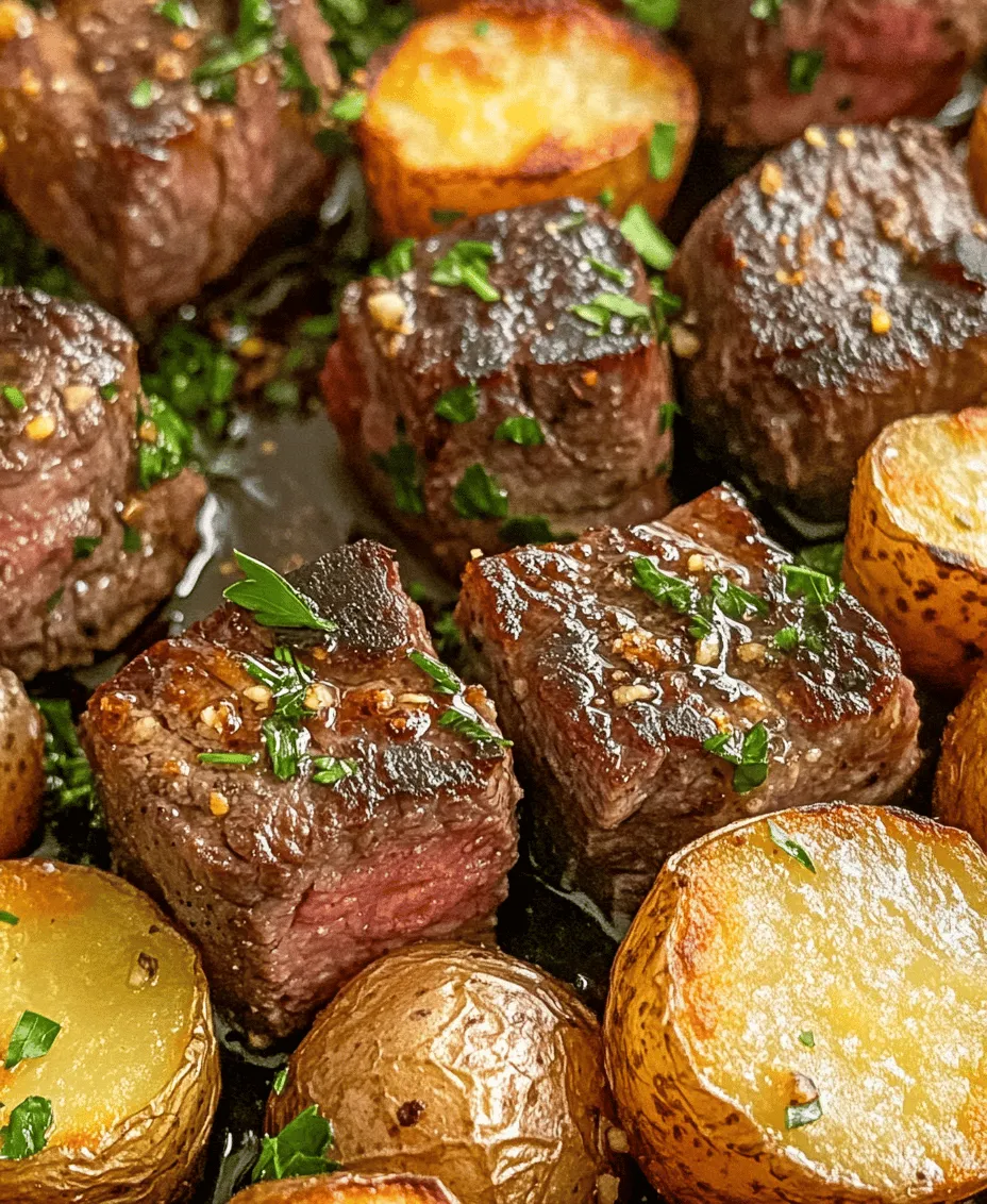 Garlic Butter Steak Bites and Potatoes is a dish that brings together the rich flavors of tender steak and perfectly roasted baby potatoes, all infused with the aromatic essence of garlic and fresh herbs. This recipe is not only a feast for the taste buds but also a quick and straightforward option for dinner, making it an ideal choice for busy weeknights or special gatherings. The combination of juicy steak bites sautéed in a luscious garlic butter sauce alongside golden, crispy potatoes creates a satisfying meal that is sure to impress family and friends alike.
