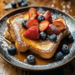Delightful mornings deserve an equally delightful breakfast, and what could be more enchanting than a plate of Caramelized Delight French Toast? This exquisite dish takes the traditional French toast to new heights, transforming a simple breakfast staple into a gourmet experience that will tantalize your taste buds. With its golden-brown, caramelized exterior and a soft, custardy interior, this recipe is not just a meal; it’s a celebration of flavors that’s perfect for a cozy weekend brunch or a special occasion.