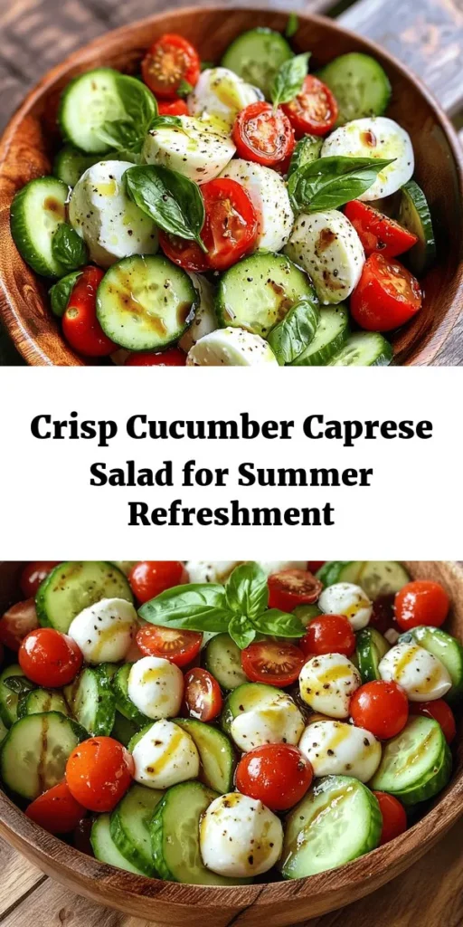 Looking for a light and refreshing dish? Try this Cucumber Caprese Salad, perfect for summer gatherings or a quick weeknight dinner. With fresh cucumbers, juicy cherry tomatoes, creamy mozzarella, and aromatic basil, it's a flavor explosion in every bite. Drizzled with a simple olive oil and balsamic dressing, this salad is not only easy to make but also beautiful to serve. Enjoy a burst of freshness on your plate in just 15 minutes!