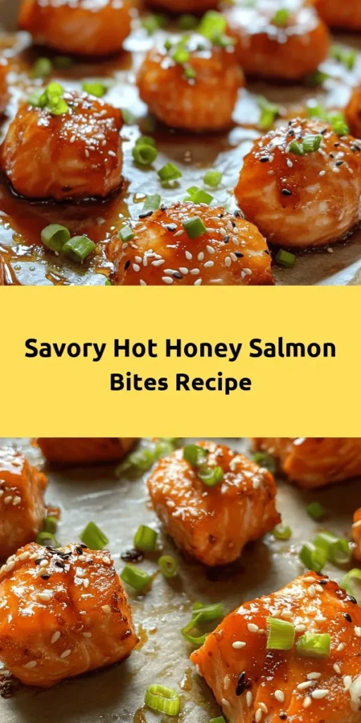Spice up your dinner table with these delectable Hot Honey Salmon Bites! This easy recipe features tender salmon marinated in a sweet and spicy blend of honey, sriracha, and garlic, then baked to perfection. Serve them hot as a finger-licking appetizer or over rice for a satisfying main dish. Ready in just over an hour, these bites are sure to impress your guests and tantalize your taste buds. Perfect for any occasion!