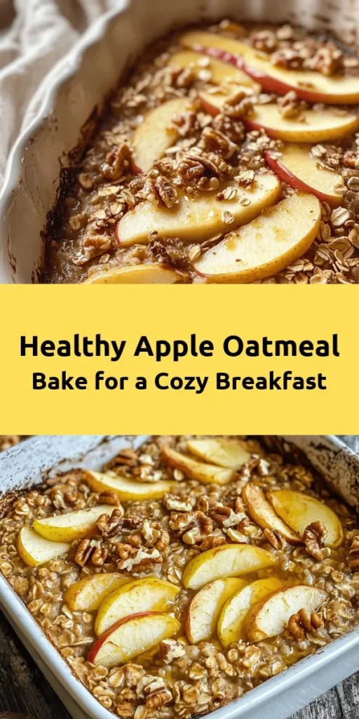 Start your mornings right with this Healthy Apple Oatmeal Breakfast Bake! Packed with wholesome ingredients like rolled oats, almond milk, and fresh apples, it's a delicious way to fuel your day. Easy to make and perfect for meal prep, this bake is naturally sweetened with maple syrup and can be customized with your favorite nuts and dried fruits. Enjoy warm, drizzled with a bit more maple syrup, or topped with yogurt. Perfect for a cozy breakfast or a quick snack!