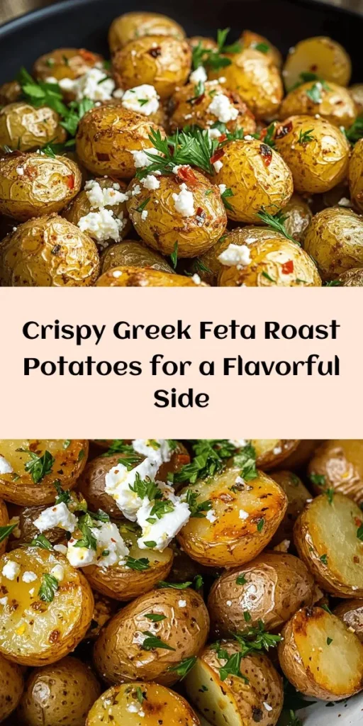 Elevate your dinner with these Greek Feta Roast Potatoes! Perfectly crispy and golden outside, tender inside, and topped with crumbled feta, this recipe is bursting with flavor. With just a handful of ingredients like olive oil, oregano, and a pop of lemon, it's easy to make and sure to impress. Serve them as a delightful side or a satisfying vegetarian main dish, garnished with fresh herbs for a burst of freshness. Enjoy the Mediterranean vibes!