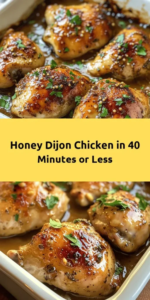 Looking for a delicious and simple dinner idea? Try this Easy Baked Honey Dijon Chicken recipe! With just a handful of ingredients like boneless chicken breasts, honey, and Dijon mustard, you can create a flavorful meal that’s perfect for any night of the week. Marinate the chicken for a while to let the flavors blend, then bake to juicy perfection. Top it off with fresh parsley for a stunning finish. Enjoy this delightful dish in just 40 minutes!