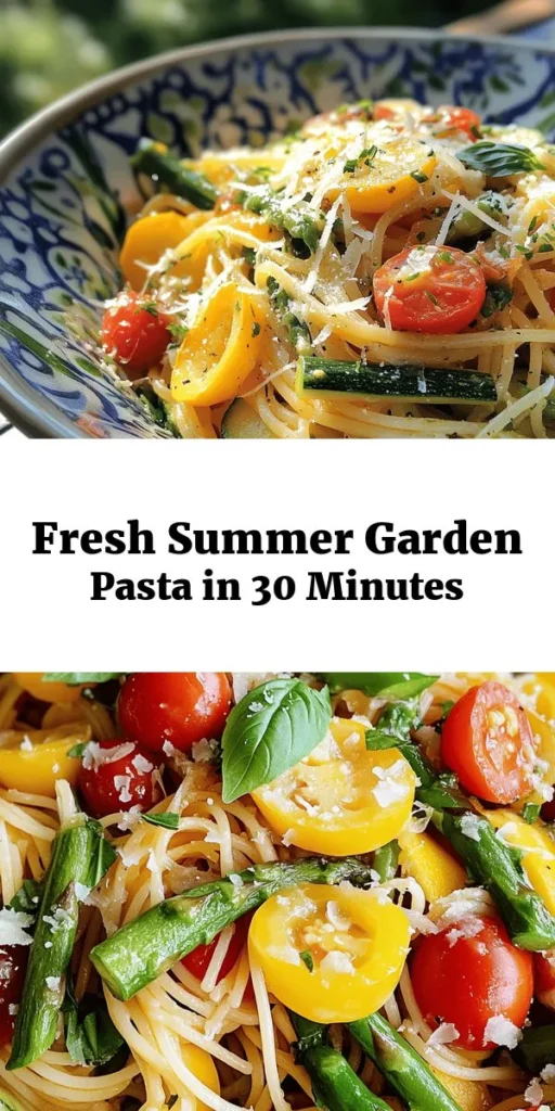 Fresh, vibrant, and bursting with flavor, this Summer Garden Pasta Delight is the ultimate seasonal dish! With spaghetti tossed in a colorful medley of zucchini, yellow squash, asparagus, and cherry tomatoes, it's a feast for both the eyes and palate. A hint of lemon zest and fresh basil elevate this simple recipe. Perfect for a light lunch or dinner, it’s quick to make and sure to impress. Enjoy the taste of summer in every bite!