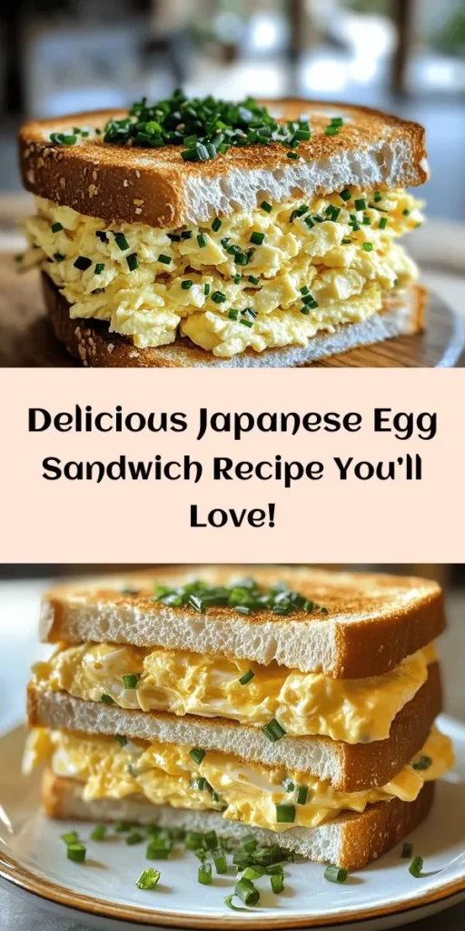 Indulge in a Japanese Egg Sandwich Delight that's creamy, flavorful, and perfect for any meal! This recipe combines boiled eggs with Japanese mayonnaise and a hint of Dijon mustard, creating a tasty filling. Nestled between soft white bread, these sandwiches can be enjoyed as is or toasted to golden perfection. Garnish with fresh chives for an extra burst of flavor. Quick to make with minimal ingredients, this dish is sure to satisfy your taste buds!