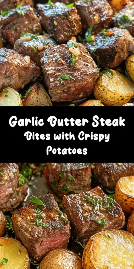 Savor the rich flavors of Garlic Butter Steak Bites and Potatoes with this simple recipe! Tender sirloin cubes seared to perfection, tossed in a delectable garlic butter sauce, and paired with crispy roasted baby potatoes make for a comforting meal everyone loves. Perfect for weeknight dinners or gatherings, this dish is ready in just 45 minutes. Serve it warm and garnish with fresh parsley for a delightful touch. Your taste buds will thank you!