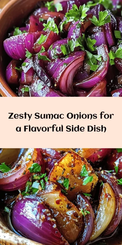 Unlock the vibrant flavors of Zesty Sumac Onions with this easy recipe! In just 20 minutes, you can sauté red onions to perfection, adding a delightful twist with sumac, lemon juice, and a hint of sweetness from honey or maple syrup. Serve these caramelized beauties as a side dish or topping for your favorite proteins. Garnished with fresh parsley, this dish is not only delicious but also a feast for the eyes! Perfect for any occasion!