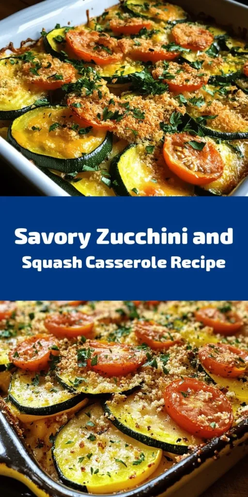 Savor the flavors of summer with this Zucchini and Squash Casserole Delight! This easy recipe combines fresh zucchini, yellow squash, and cherry tomatoes in a creamy, cheesy base. Topped with crunchy breadcrumbs, it’s a comforting dish perfect for any occasion. Ideal for meal prep or a delightful family dinner, this casserole is not only delicious but also packed with veggies! Get cooking and bring some sunshine to your table!
